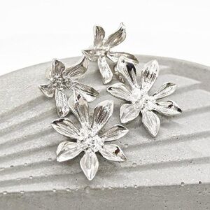 Double Flower Drop Earrings